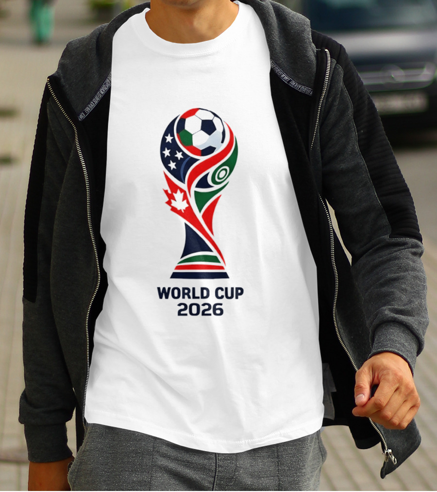 World Cup 2026 Trophy With Soccer Ball And Maple Leaf T-Shirt