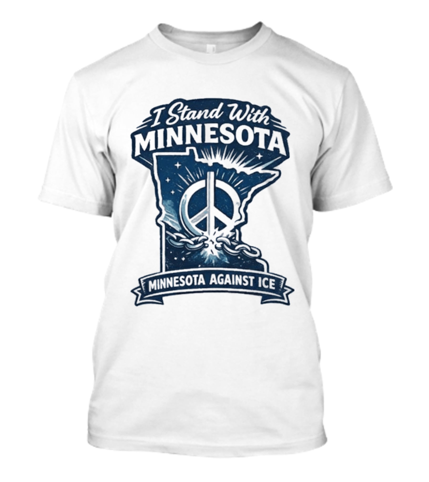 I Stand With Minnesota Peace Symbol Against ICE T-Shirt