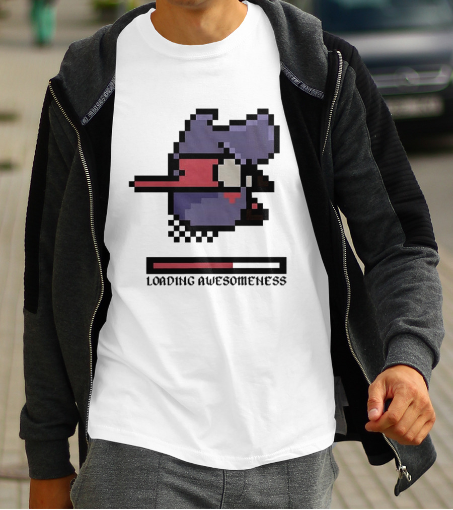 Loading Awesomeness Retro Pixel Character With Progress Bar T-Shirt