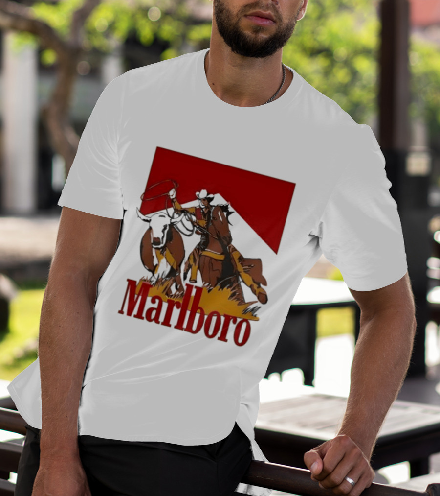 Marlboro Cowboy With Lasso Riding Horse Rugged Outdoors Adventure T-Shirt