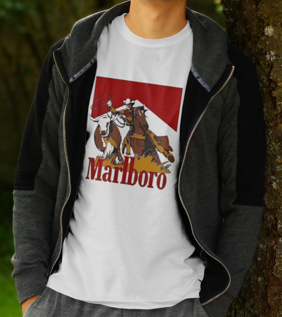 Marlboro Cowboy With Lasso Riding Horse Rugged Outdoors Adventure T-Shirt