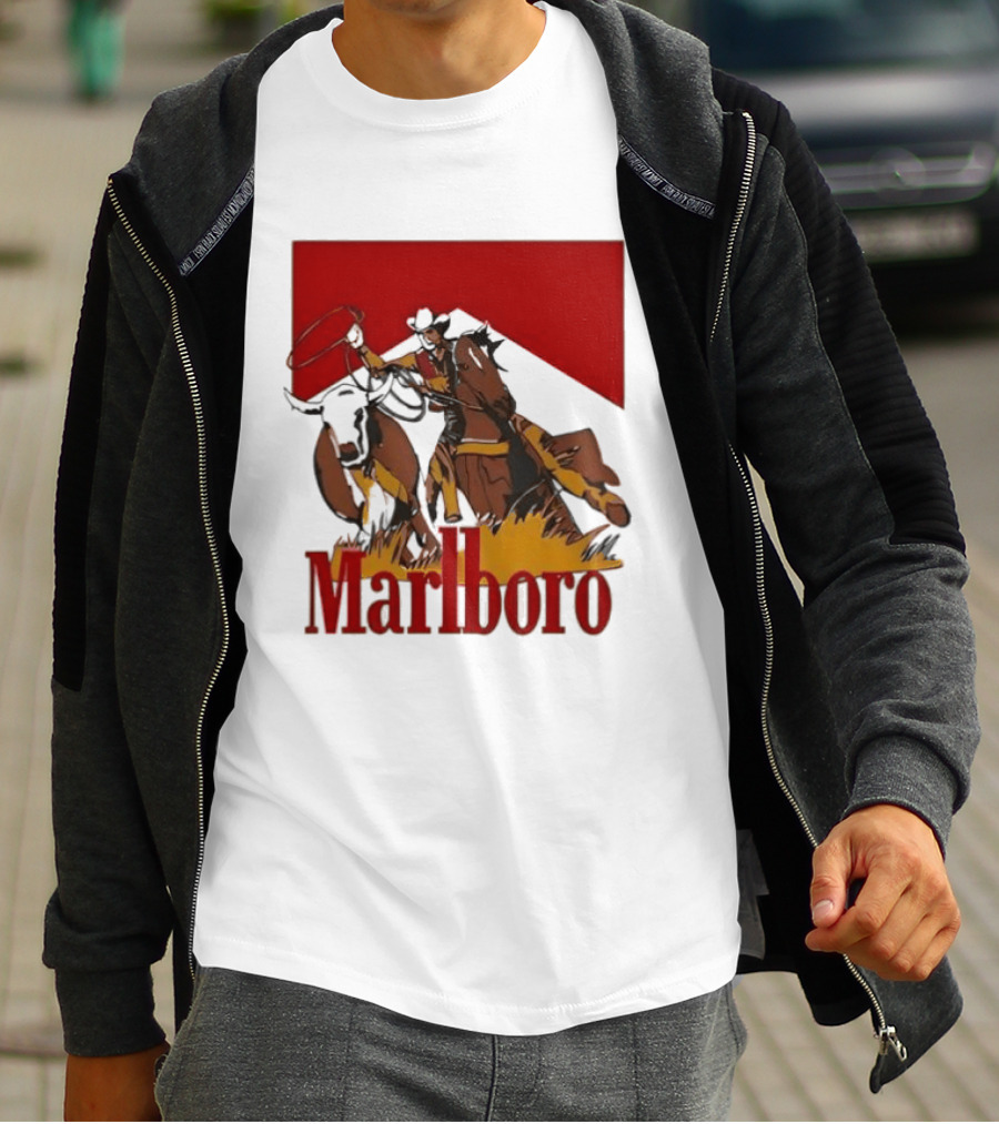 Marlboro Cowboy With Lasso Riding Horse Rugged Outdoors Adventure T-Shirt