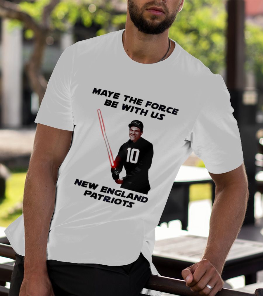 Maye The Force Be With Us New England Patriots Football Crossover Lightsaber T-Shirt