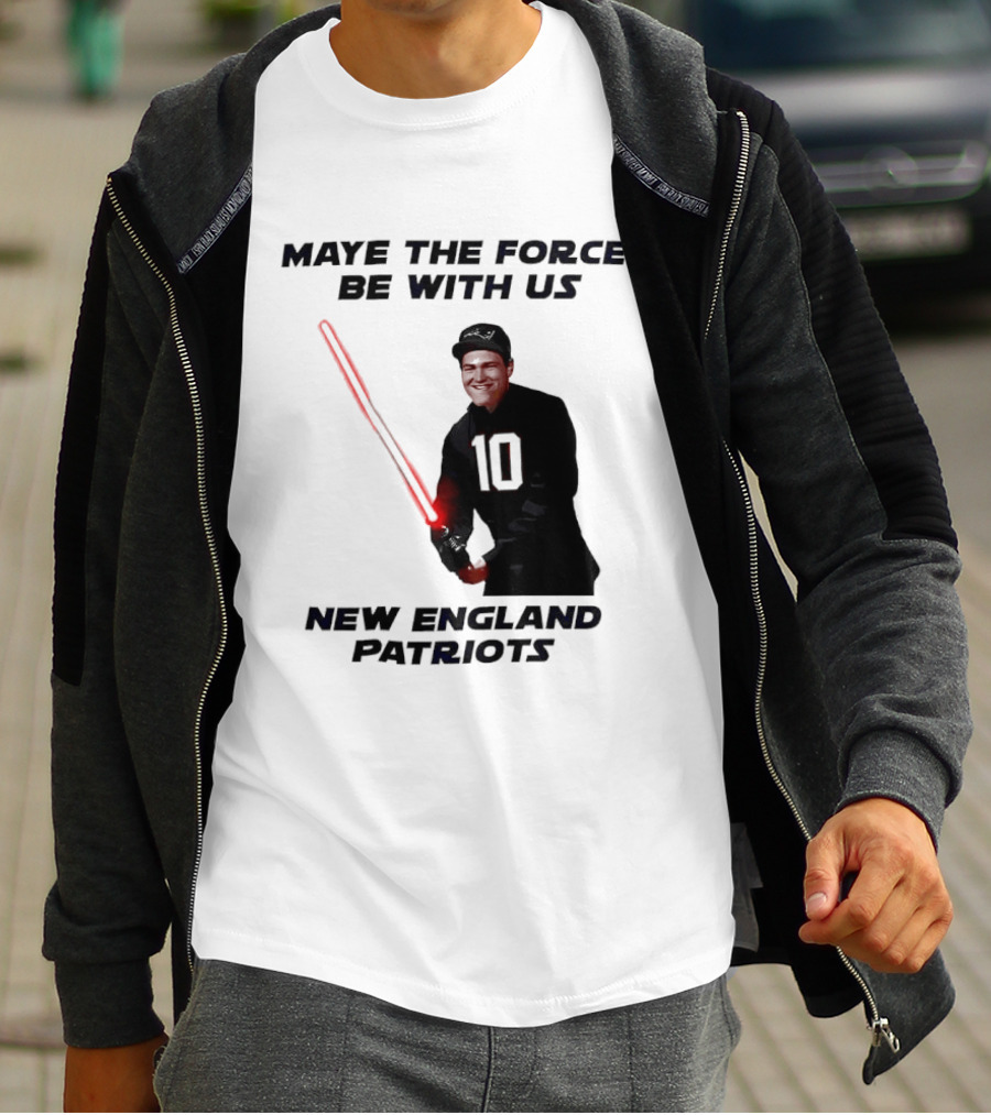 Maye The Force Be With Us New England Patriots Football Crossover Lightsaber T-Shirt