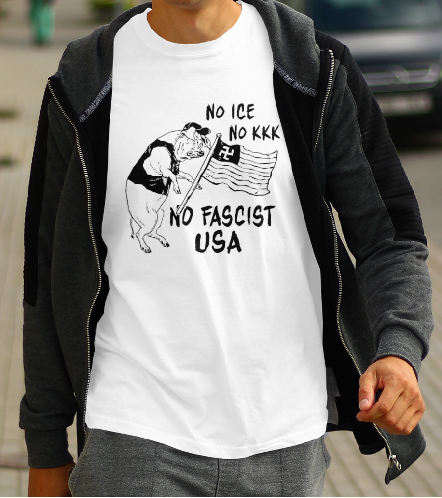 No Ice No KKK No Fascist USA Pig With Flag T-Shirt