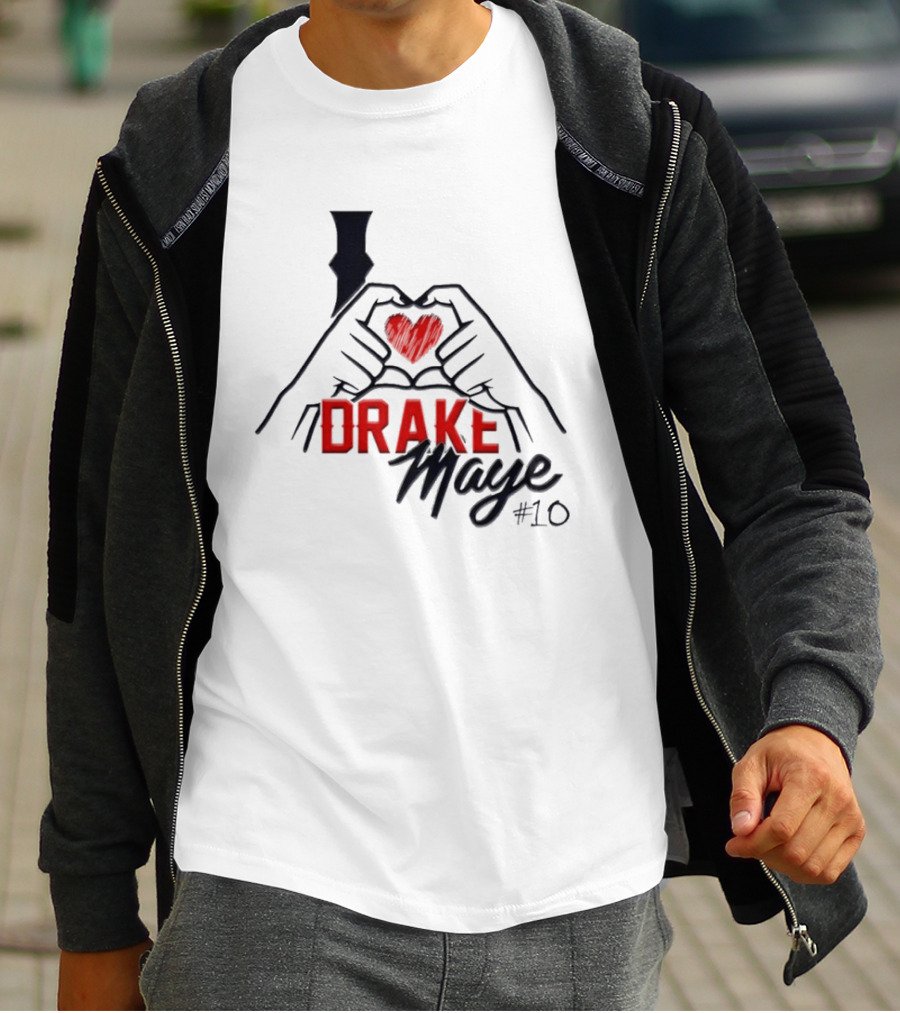 I Love Drake Maye Heart Hand #10 T-Shirt