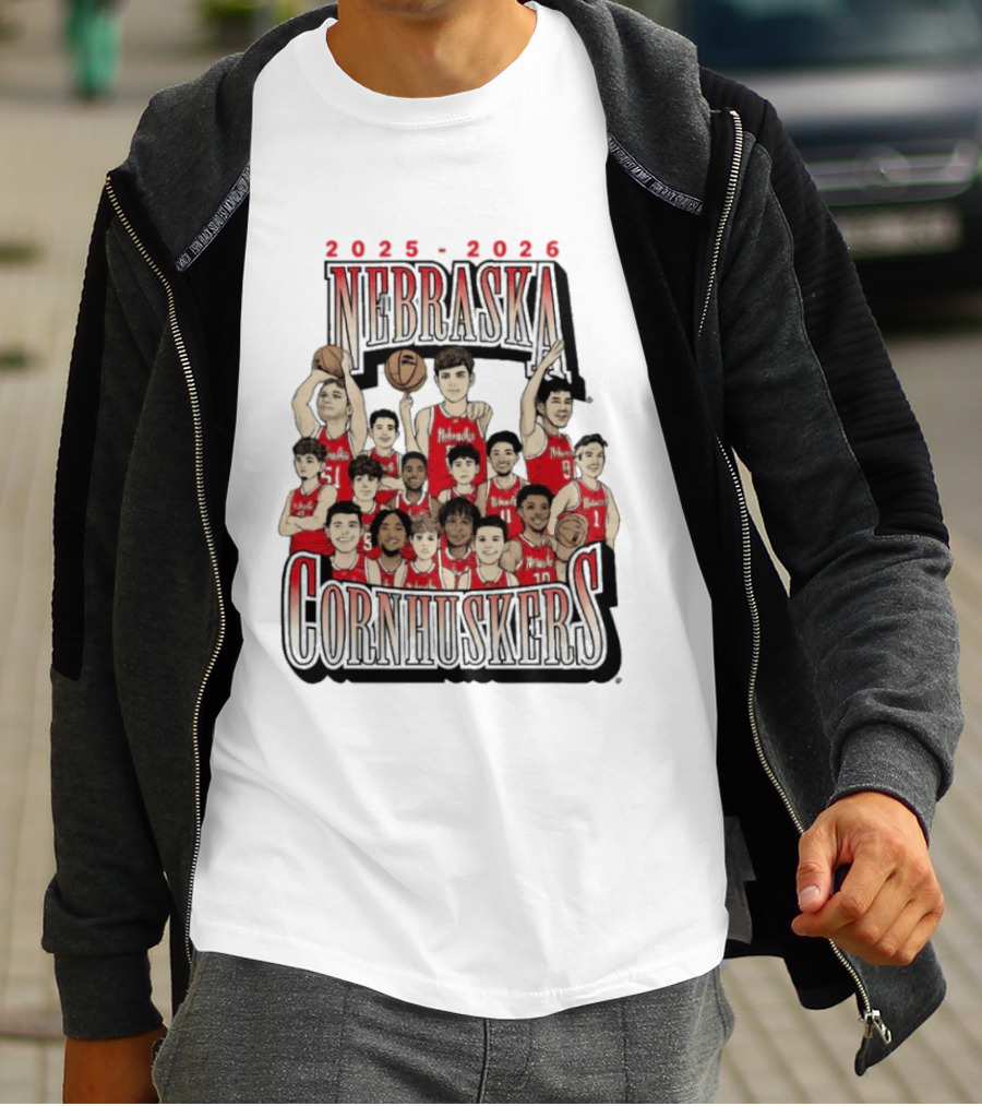 2025 2026 Nebraska Cornhuskers Men's Basketball Team T-Shirt
