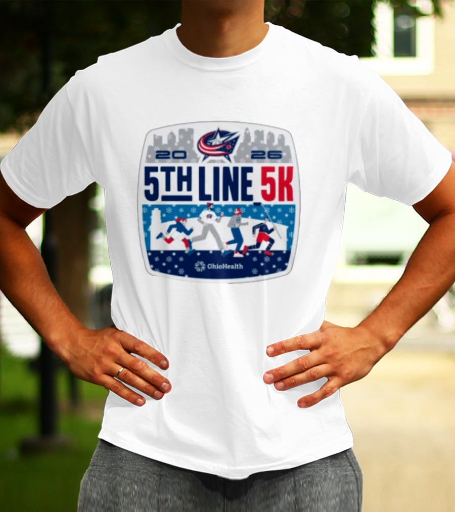 Columbus Blue Jackets 2026 5th Line 5K OhioHealth Event T-Shirt
