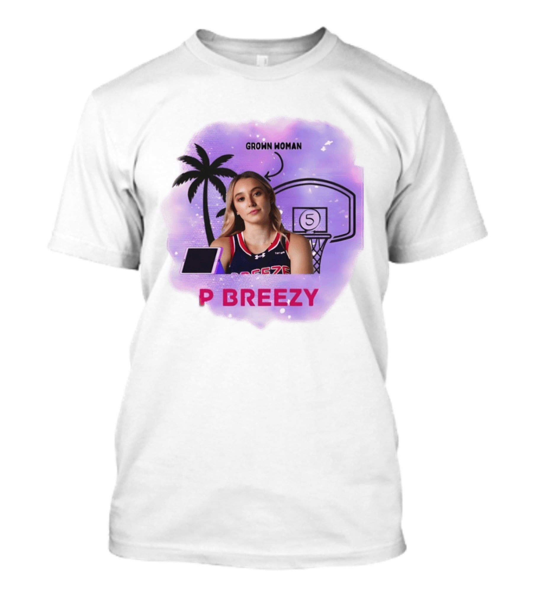 Grown Woman P Breezy Basketball Palm Tree T-Shirt