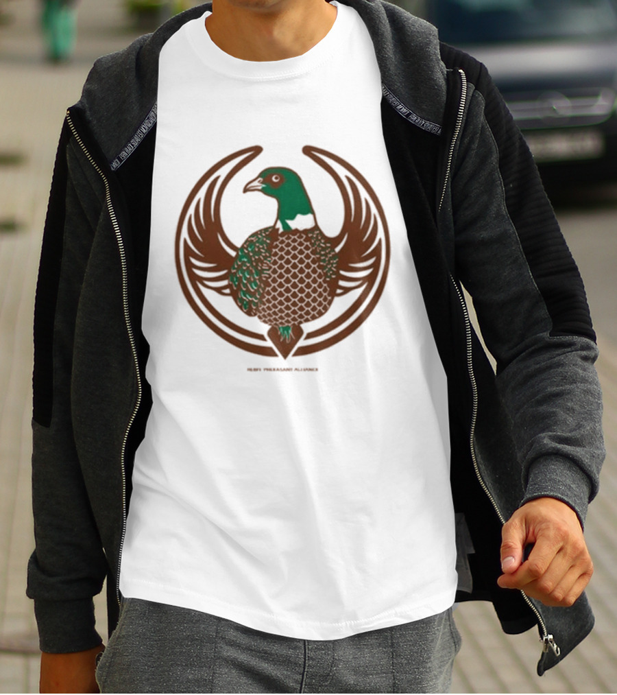Rebel Pheasant Alliance Bird Emblem Icon Heavyweight T-Shirt