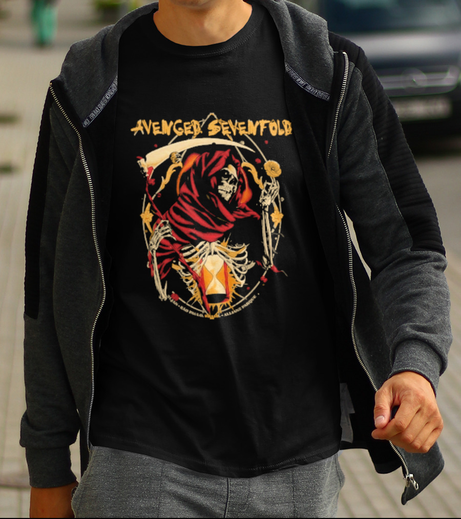 Avenged Sevenfold São Paulo January 31 2026 Event Skull And Hourglass T-Shirt
