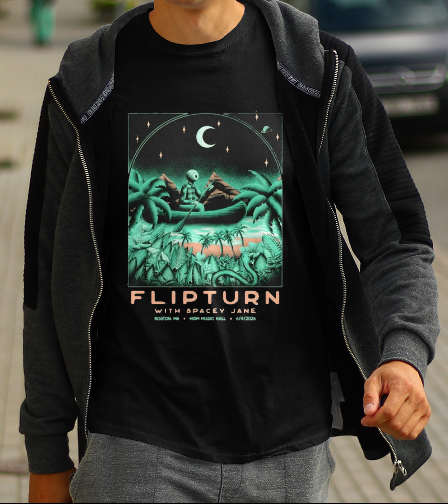 FLIPTURN With Spacey Jane MGM Music Hall Boston 6 4 2026 Art Alien Canoe Scene T-Shirt