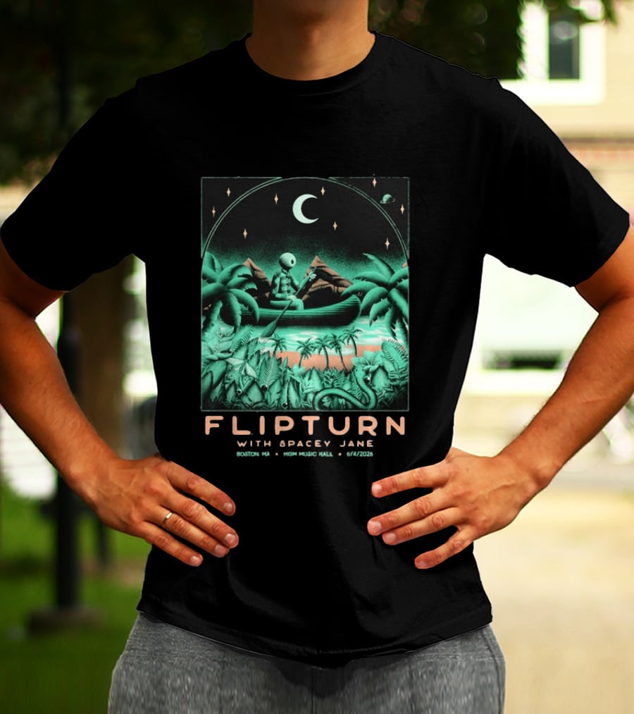 FLIPTURN With Spacey Jane MGM Music Hall Boston 6 4 2026 Art Alien Canoe Scene T-Shirt