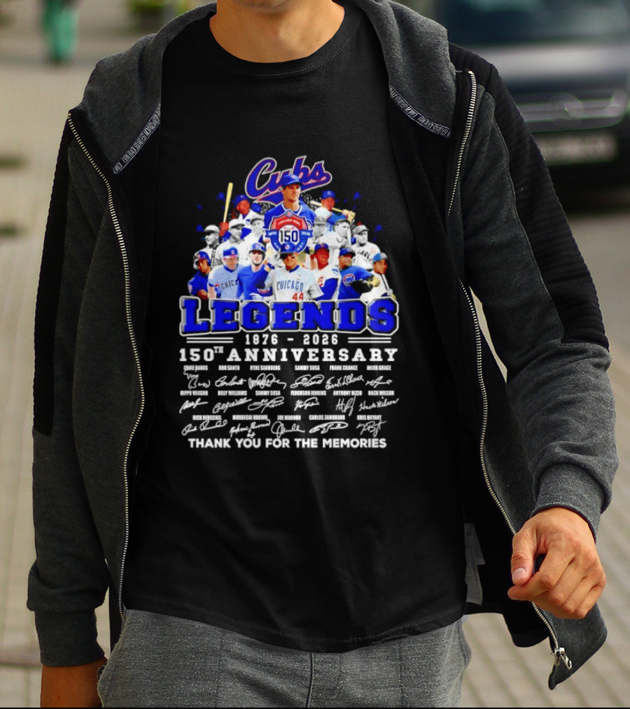 Cubs Legends 1876 2026 150th Anniversary Thank You For The Memories T-Shirt