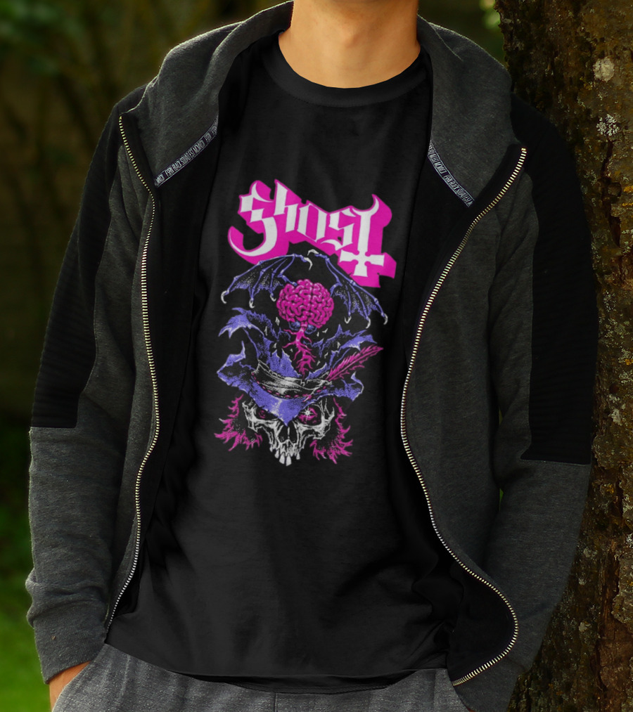 Ghost Bat Brain Skeleton Tour T-Shirt