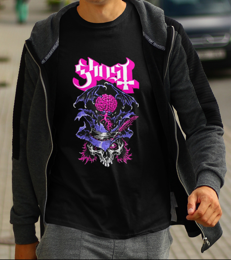 Ghost Bat Brain Skeleton Tour T-Shirt
