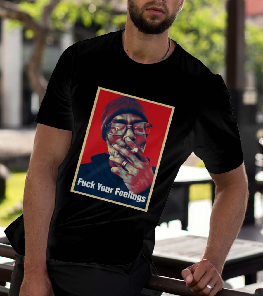 Uncle Clif Fuck Your Feelings Smoking Glasses Beanie Red T-Shirt