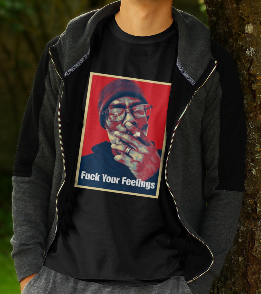 Uncle Clif Fuck Your Feelings Smoking Glasses Beanie Red T-Shirt