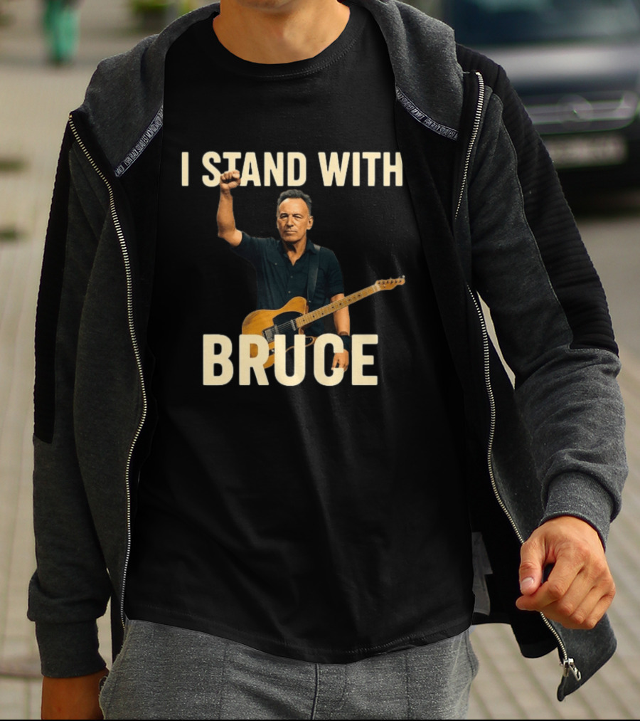 I Stand With Bruce Springsteen Iconic Fist Raised Electric Guitar T-Shirt
