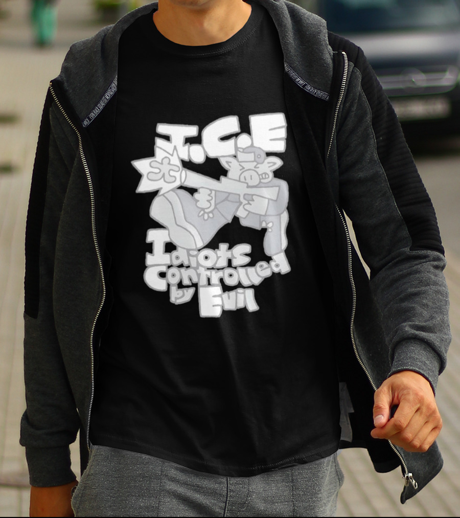 I.C.E Idiots Controlled By Evil Shooter Character With Gun T-Shirt