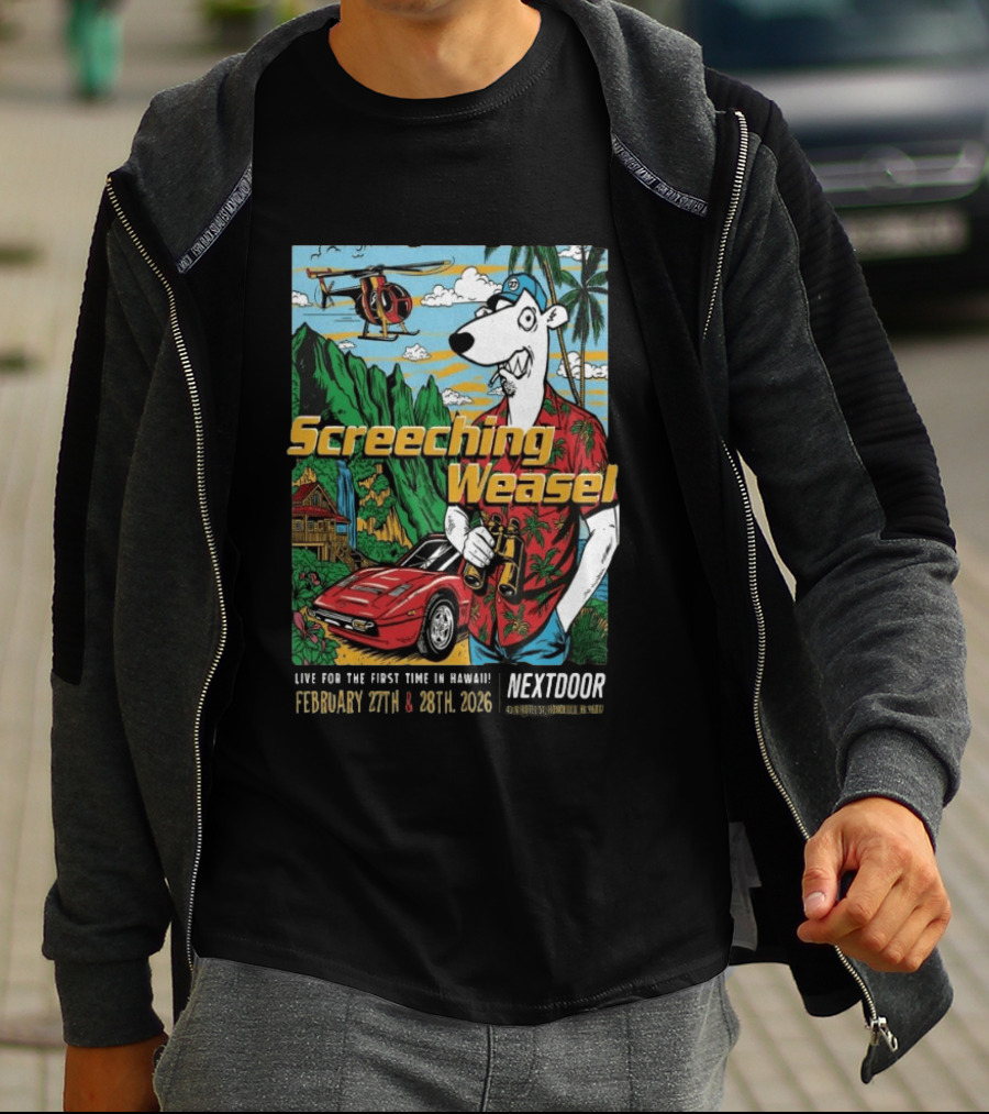 Screeching Weasel February 27 28 2026 Nextdoor Honolulu Hawaii Tropical Island Concert Event T-Shirt