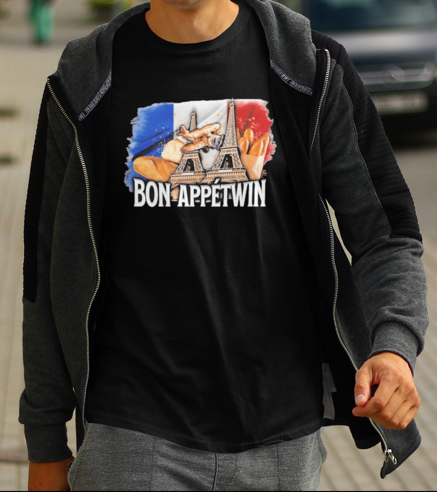 Bon Appetwin French Baguettes Eiffel Tower Paris Flag T-Shirt