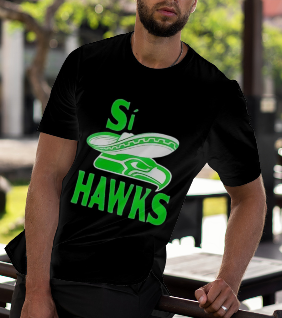 Si Hawks Mexican Sombrero Green Hawk T-Shirt