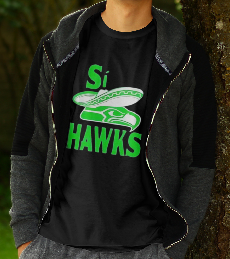Si Hawks Mexican Sombrero Green Hawk T-Shirt