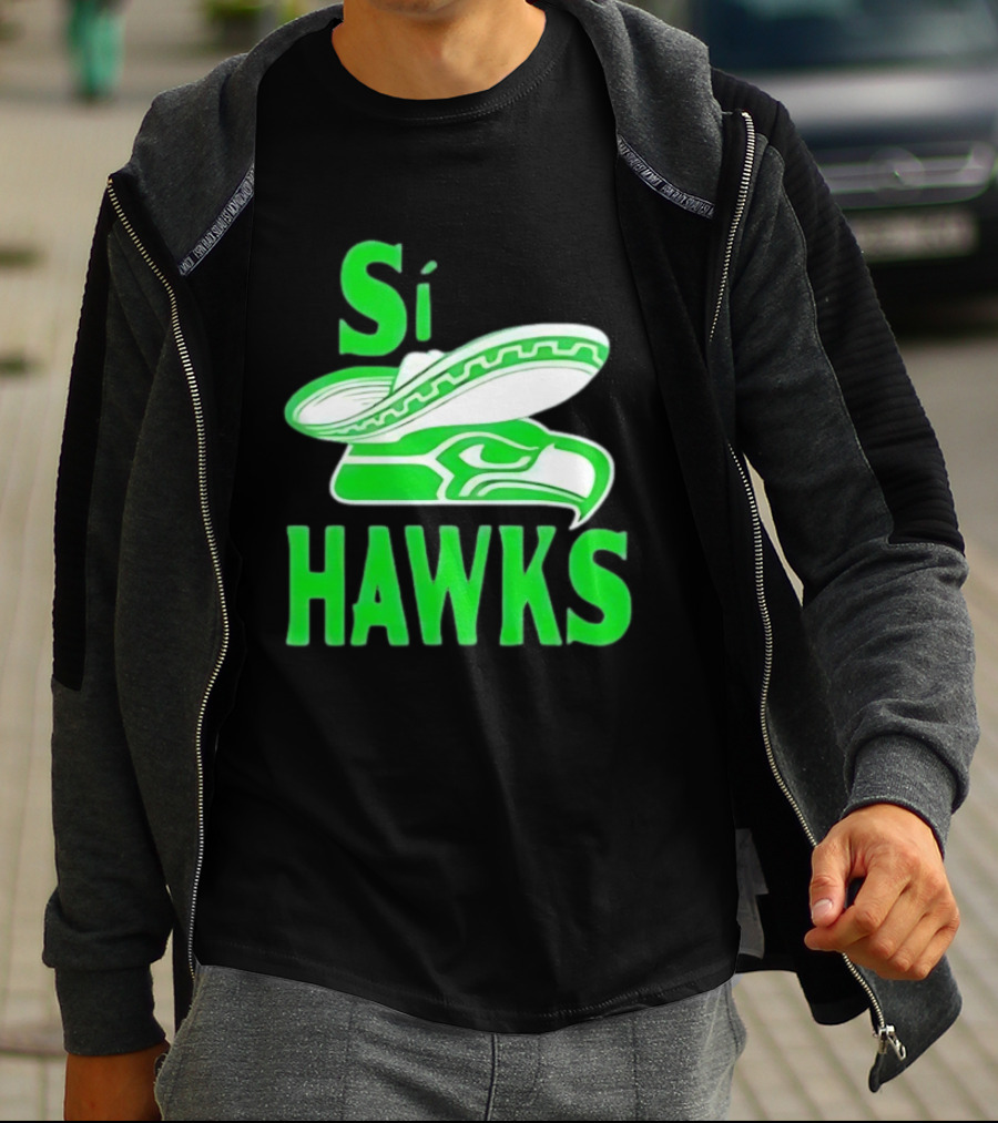 Si Hawks Mexican Sombrero Green Hawk T-Shirt