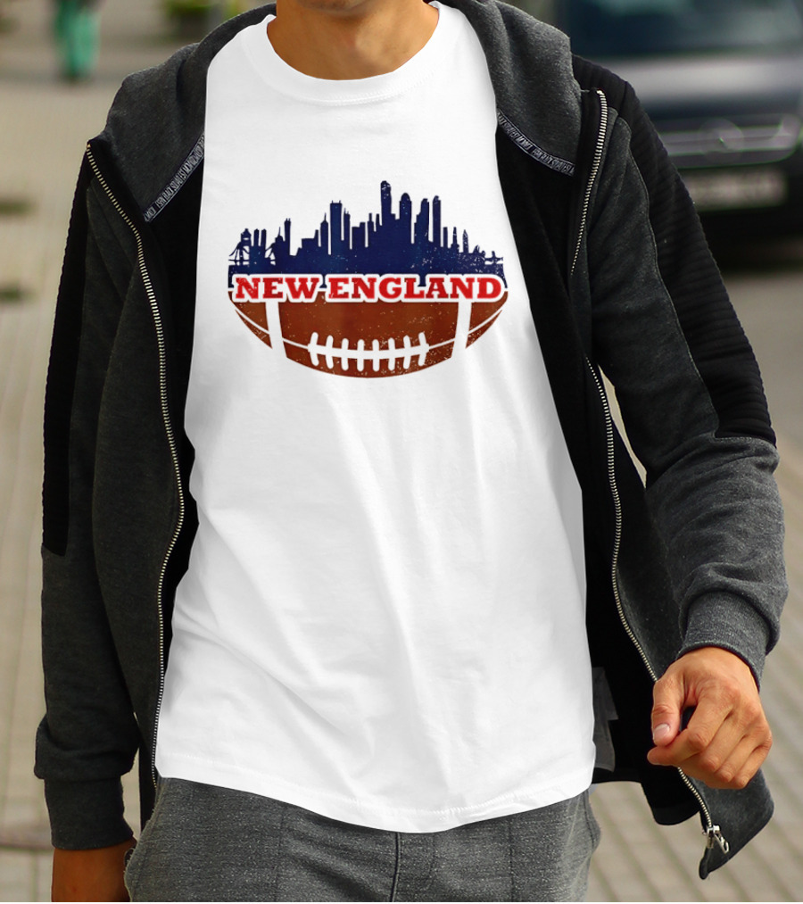 New England Football Skyline Cityscape T-Shirt