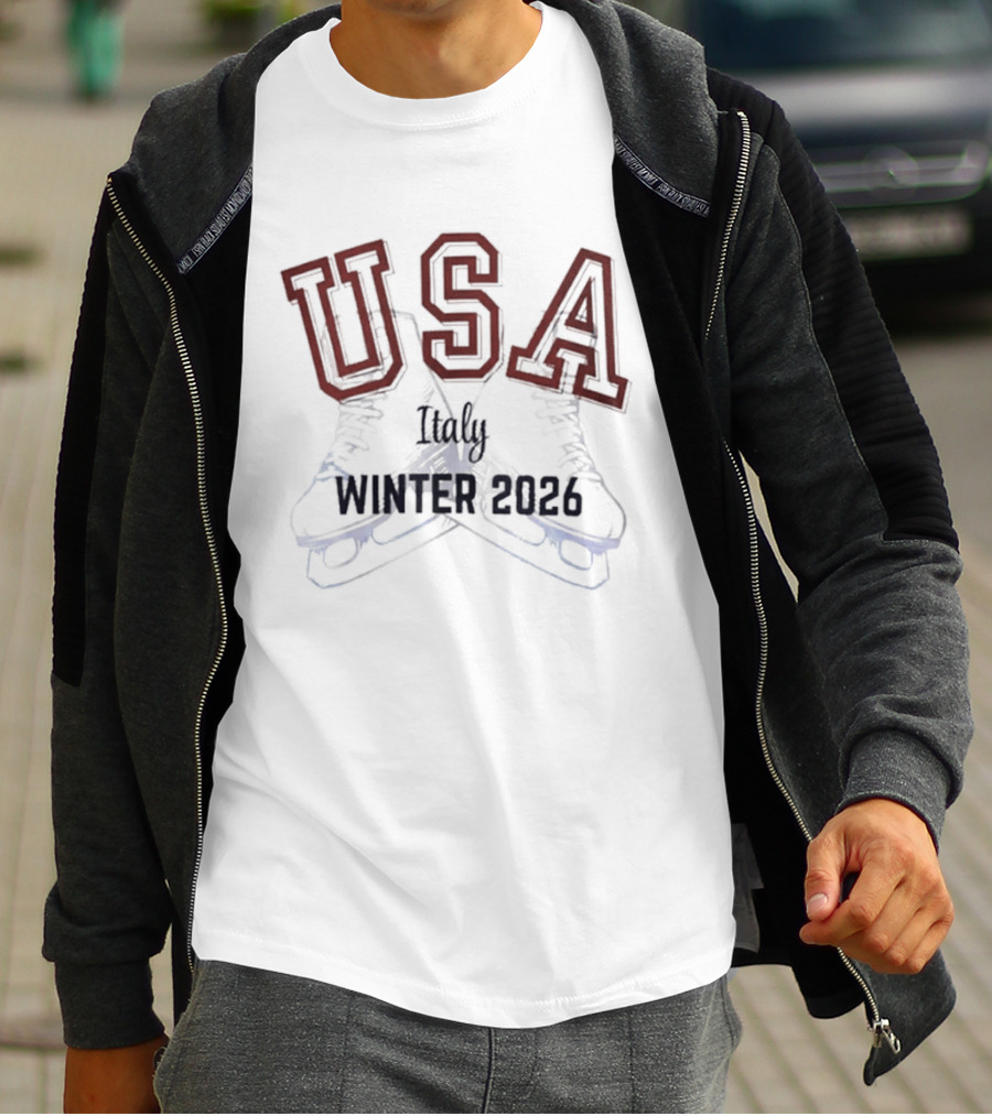 USA Winter 2026 Italy Ice Skating T-Shirt