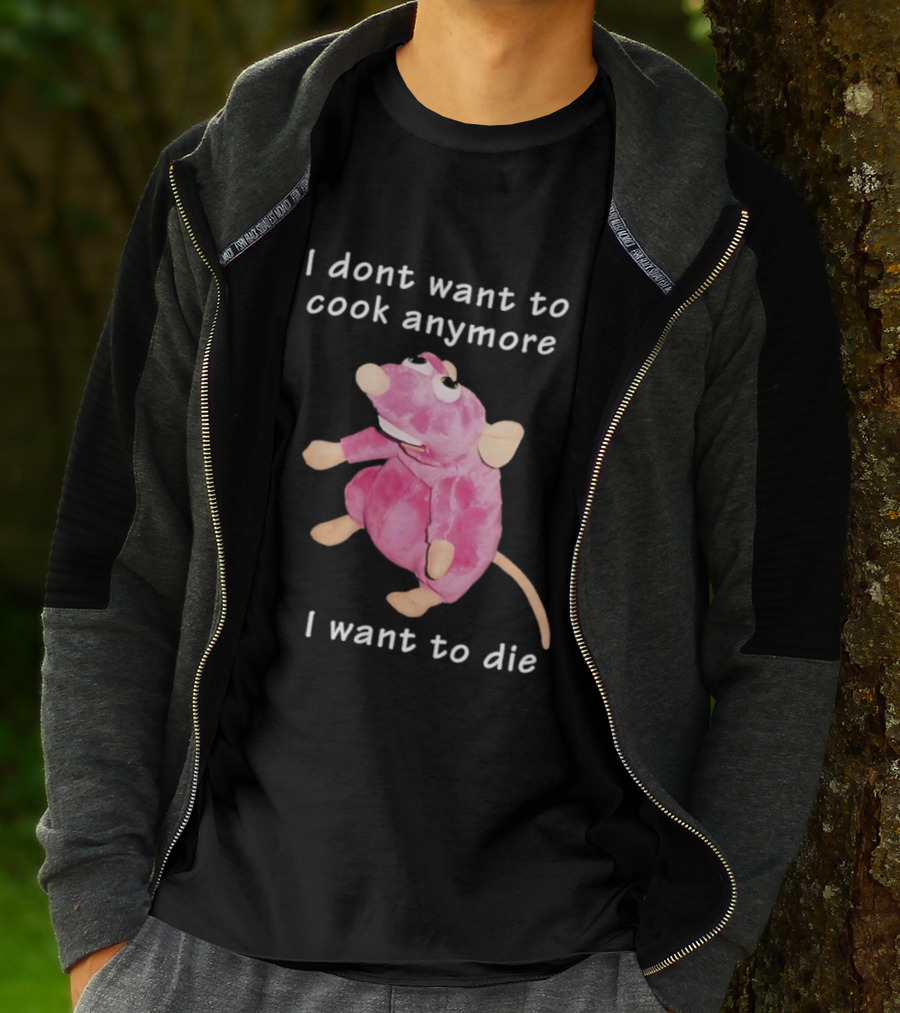I Dont Want To Cook Anymore I Want To Die Rat Pink Stuffed Animal T-Shirt