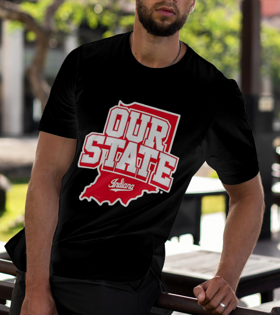 Our State Indiana Red Map College Sports Indiana T-Shirt