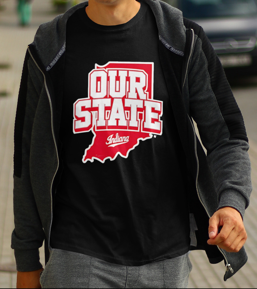 Our State Indiana Red Map College Sports Indiana T-Shirt