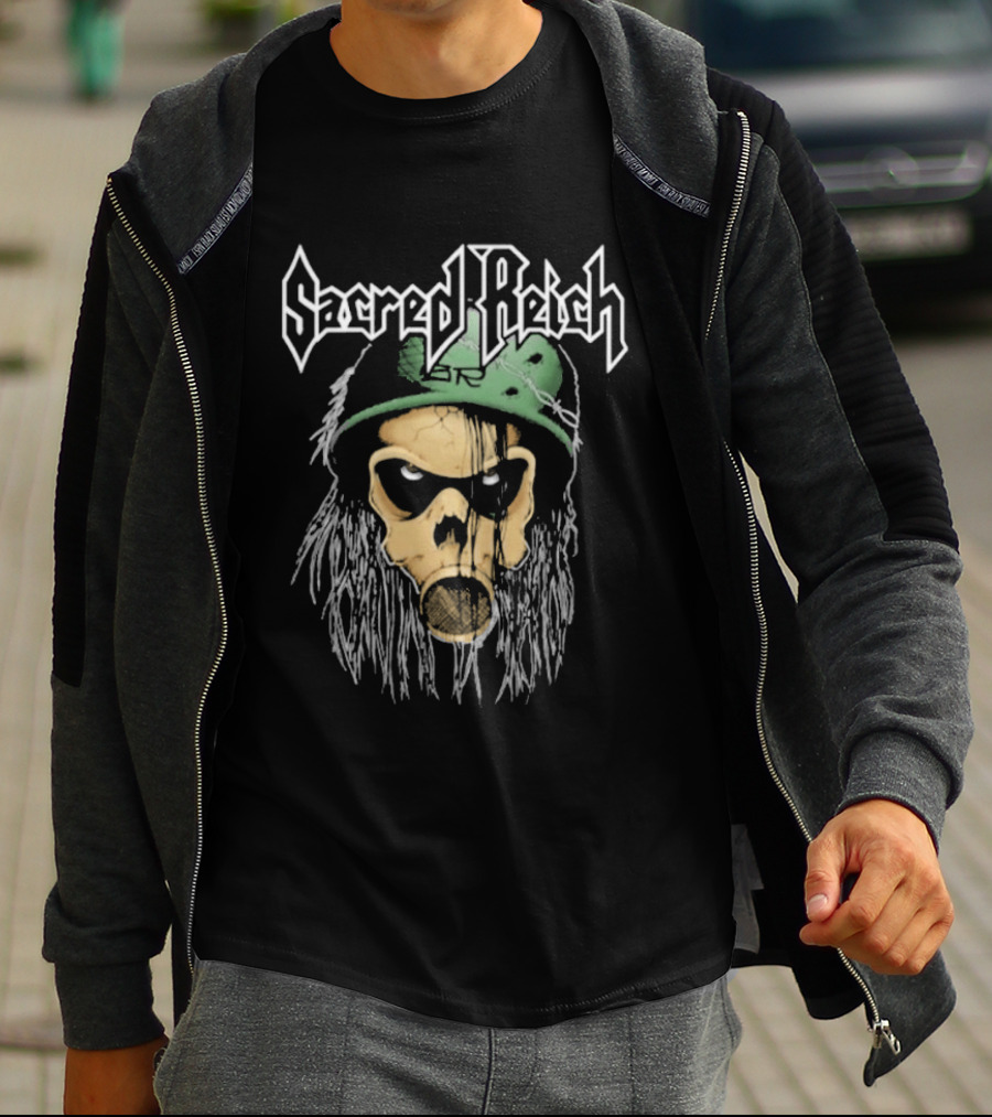 Sacred Reich OD Skull Soldier Helmet T-Shirt