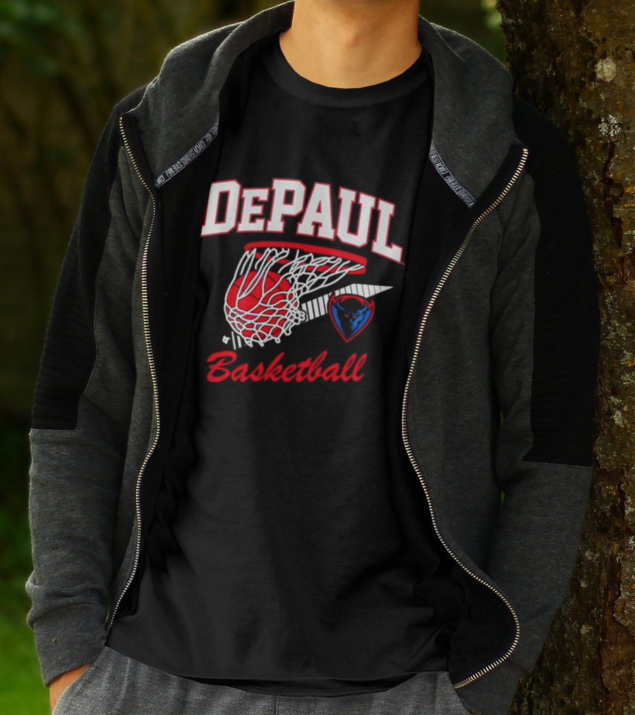 DePaul Blue Demons Basketball Hoop Throwback T-Shirt