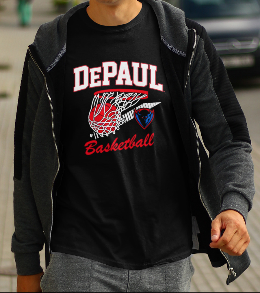 DePaul Blue Demons Basketball Hoop Throwback T-Shirt