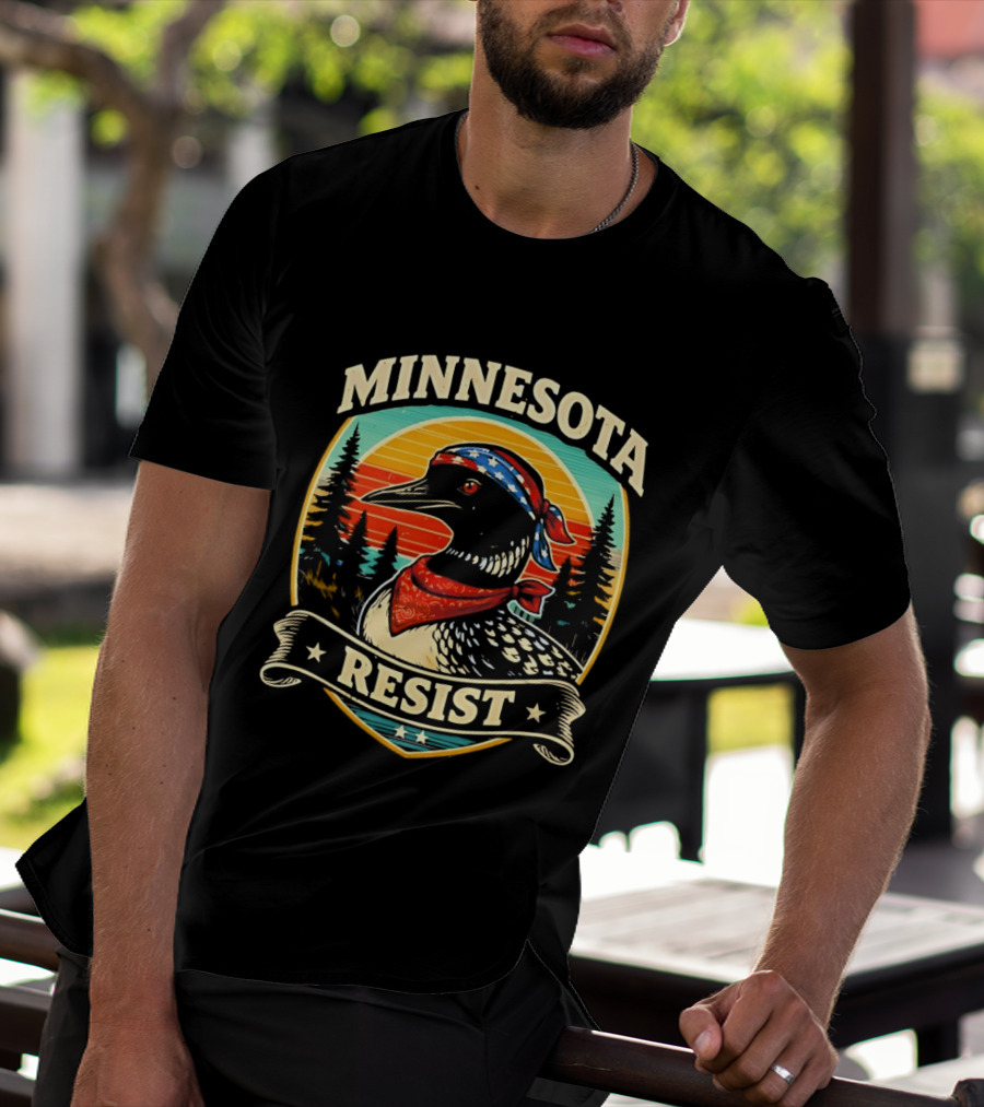 Minnesota Loons Resist Vintage American Bandana And Sunset T-Shirt