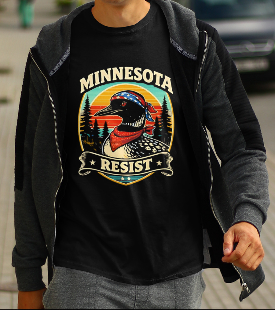 Minnesota Loons Resist Vintage American Bandana And Sunset T-Shirt