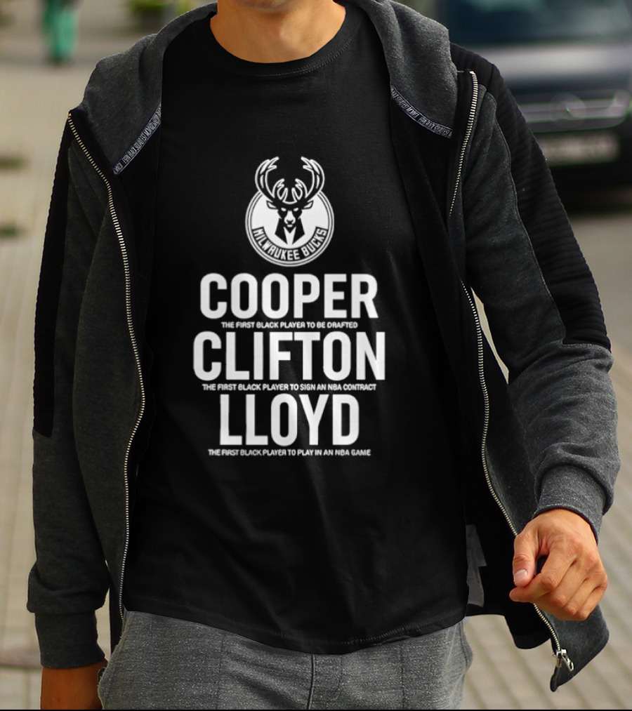 Milwaukee Bucks NBA Pioneers Cooper Clifton Lloyd First Black Players Milestones T-Shirt