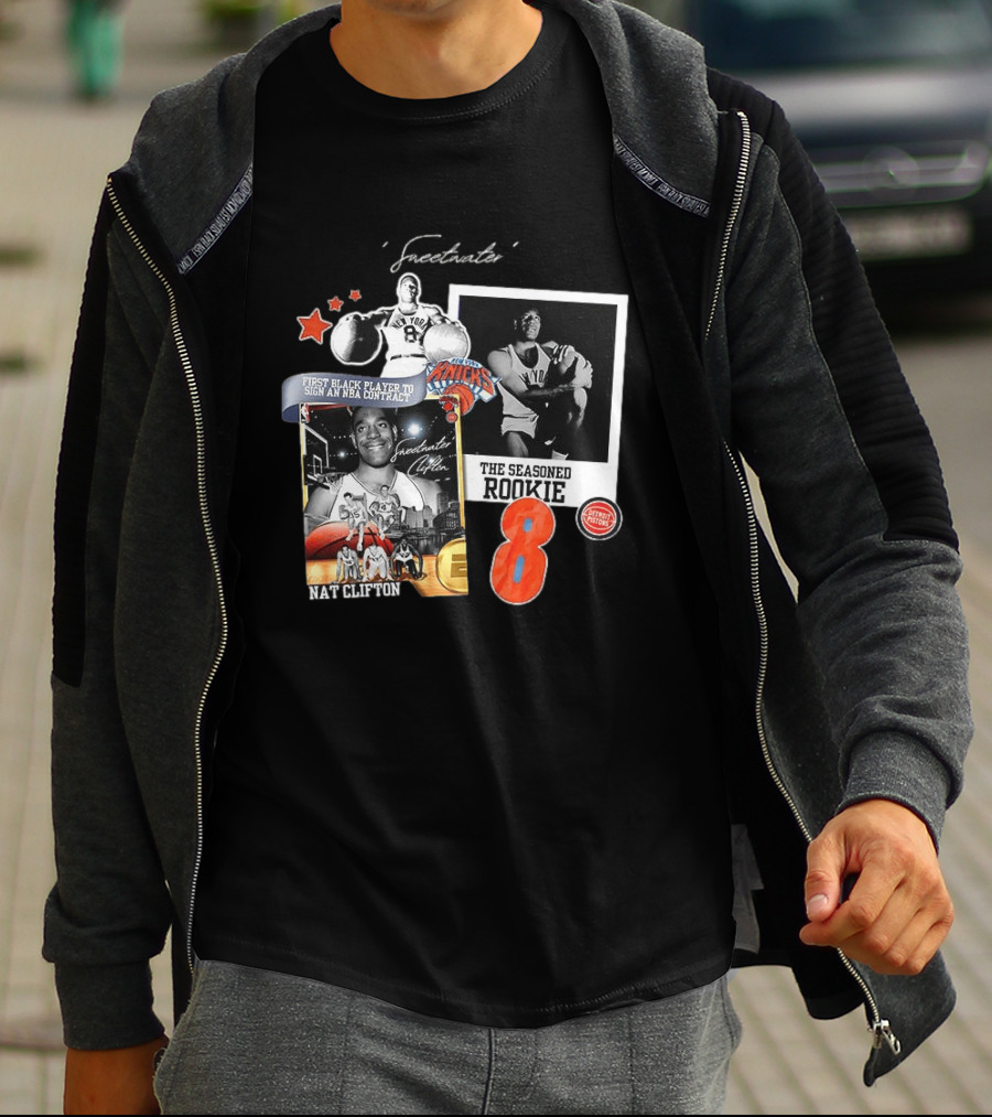 Nat Clifton NBA Trailblazer Knicks Detroit Rookie Number 8 T-Shirt