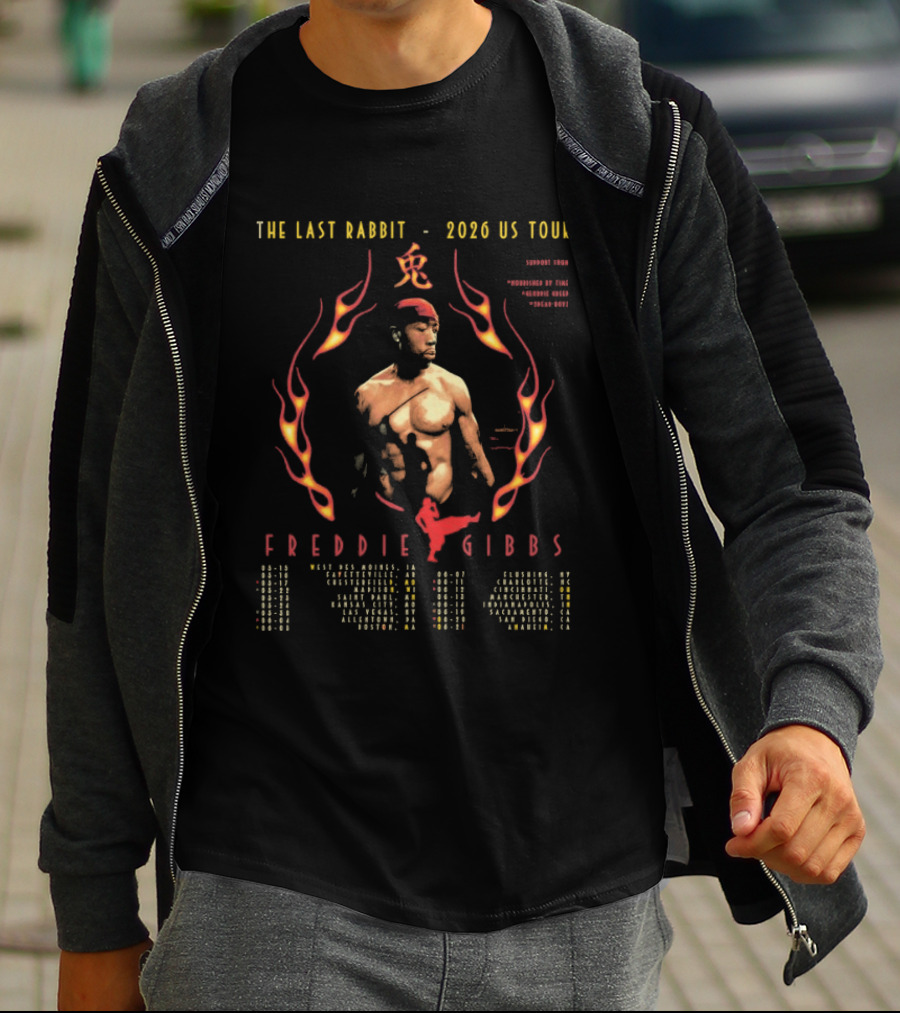 The Last Rabbit 2026 US Tour Freddie Gibbs Flames T-Shirt