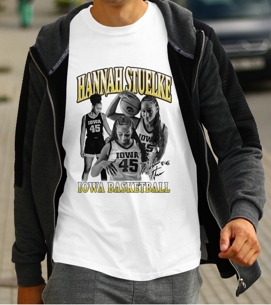 Hannah Stuelke Iowa Basketball #45 Player Collage T-Shirt