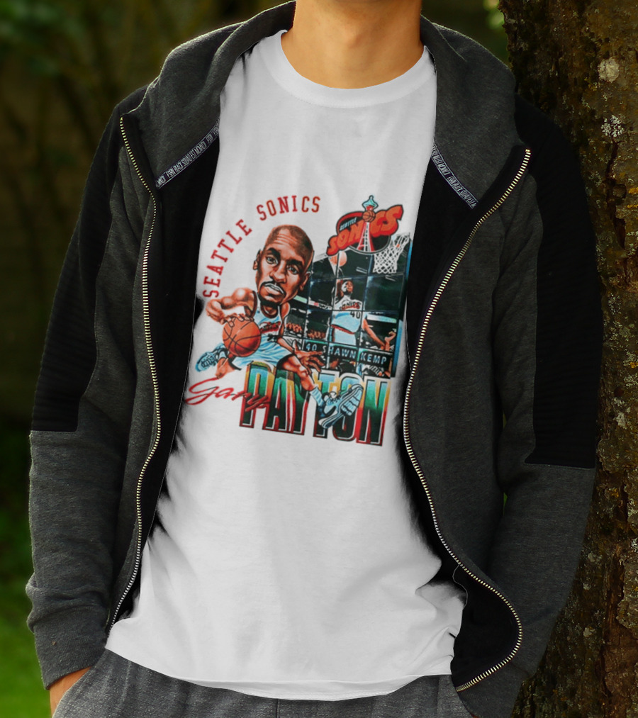 Seattle Sonics Gary Payton Shawn Kemp Big Head NBA 40 T-Shirt