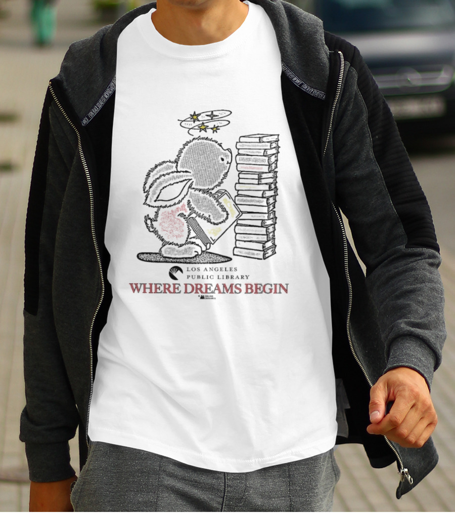 Los Angeles Public Library Where Dreams Begin Angel With Books T-Shirt