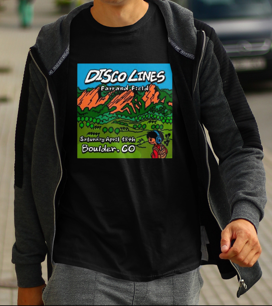 Disco Lines Farrand Field Saturday April 18th Boulder CO T-Shirt