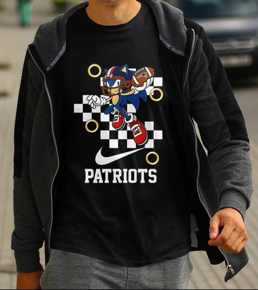 Nike Patriots Sonic Football Rings Checkered T-Shirt