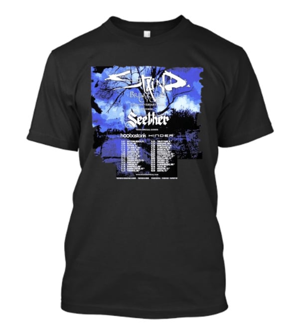 Staind Break The Cycle 25th Anniversary Tour Featuring Seether Hoobastank Hinder 2023 Dates T-Shirt