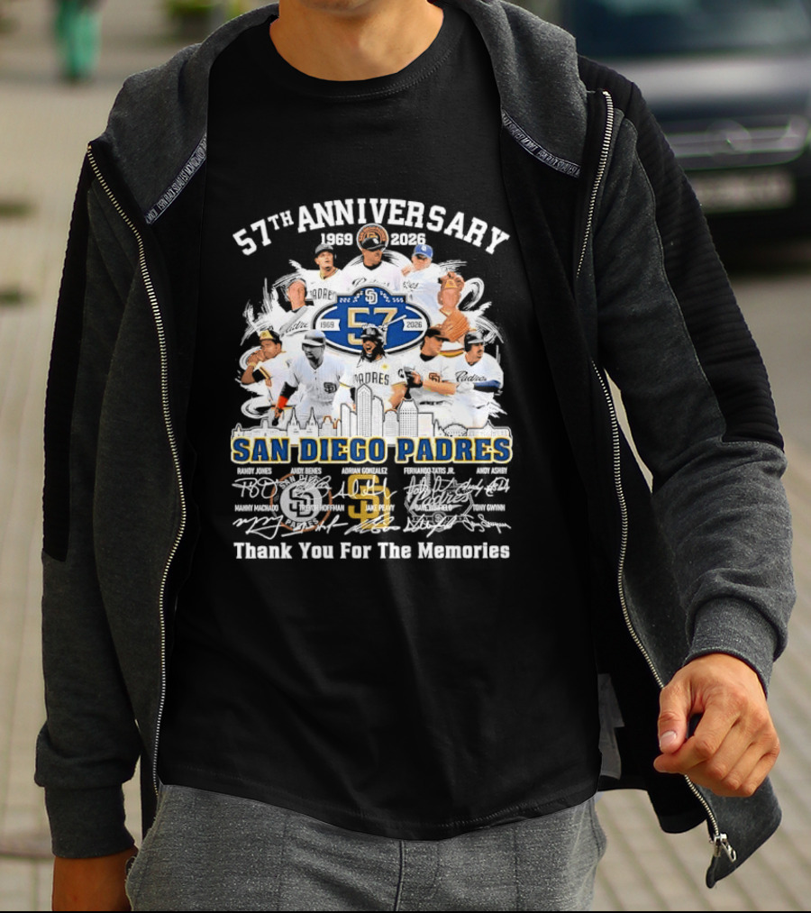 San Diego Padres 57th Anniversary 1969 2026 Thank You For The Memories T-Shirt