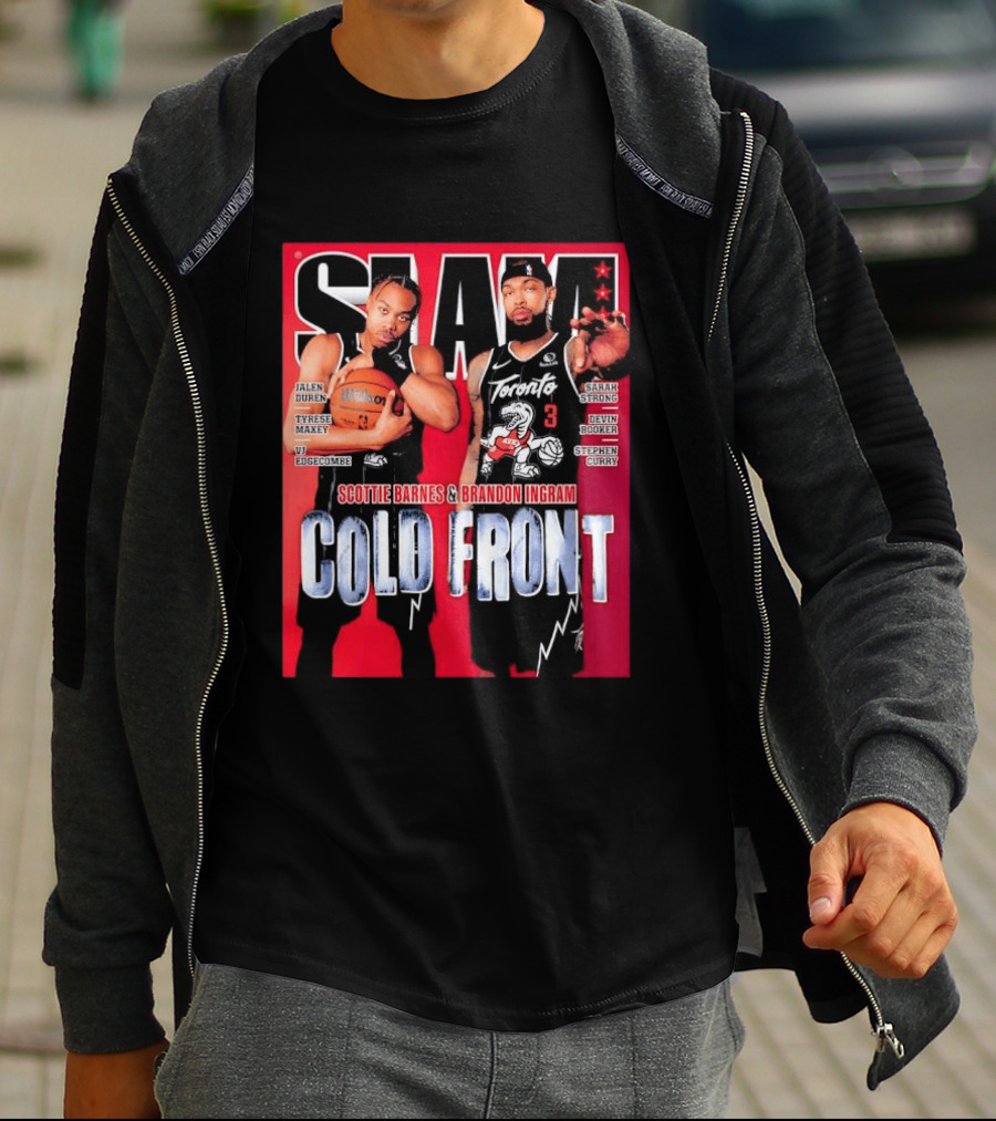Slam Magazine Cover Featuring Scottie Barnes Brandon Ingram Cold Front Toronto T-Shirt